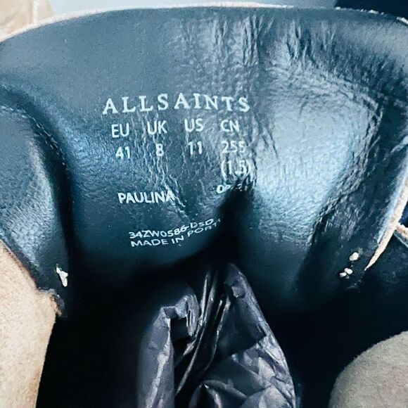 All‎ Saints Paulina Suede Leather Buckle Moto Boot, Size 11, Brown/Tan, NWT - Picture 13 of 16